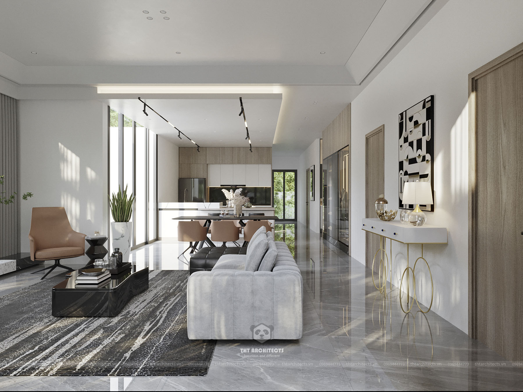 tht architects - Trường villa Bình Thuận - phòng khách bếp 02